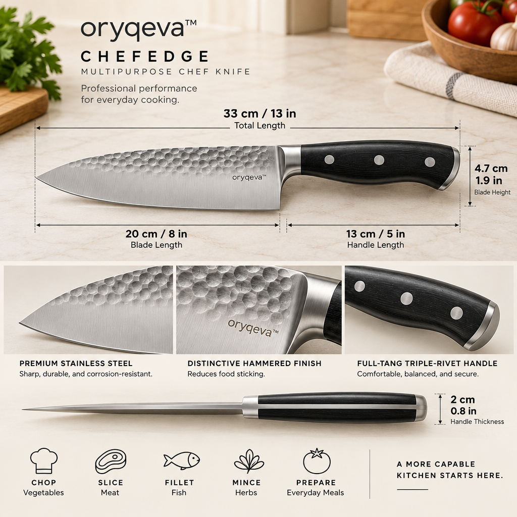 oryqeva™ ChefEdge Stainless Steel Multipurpose Chef Knife image 6