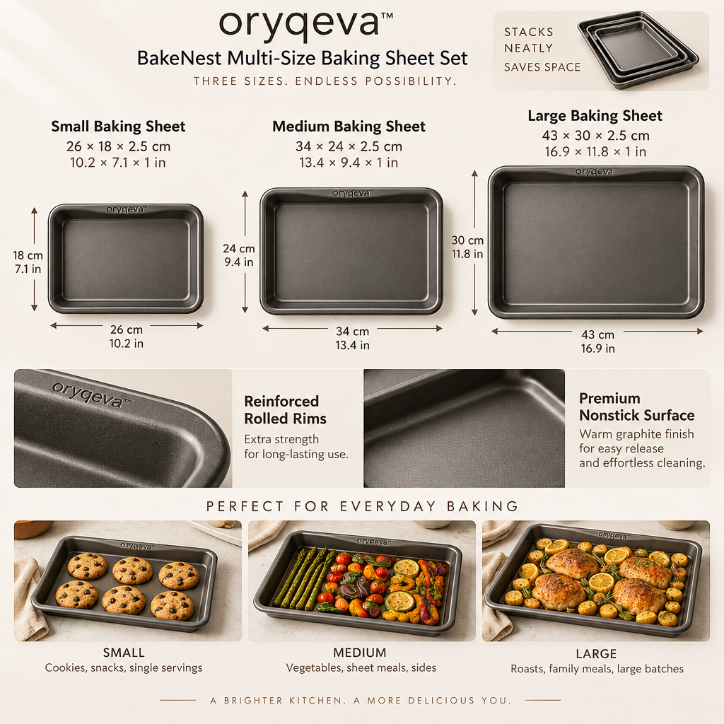 oryqeva™ BakeNest Multi-Size Baking Sheet Set image 6