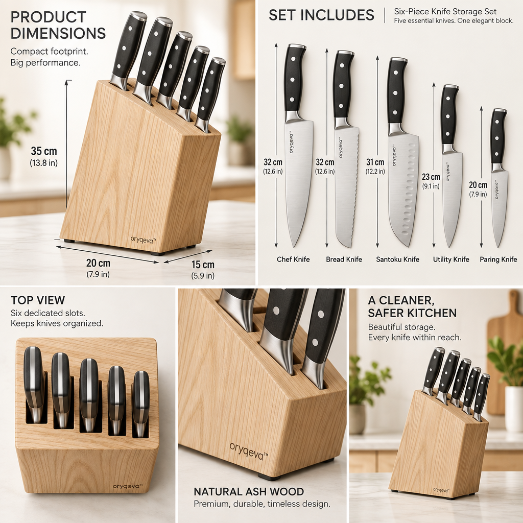 oryqeva™ BlockSix Six-Piece Knife Storage Set image 6