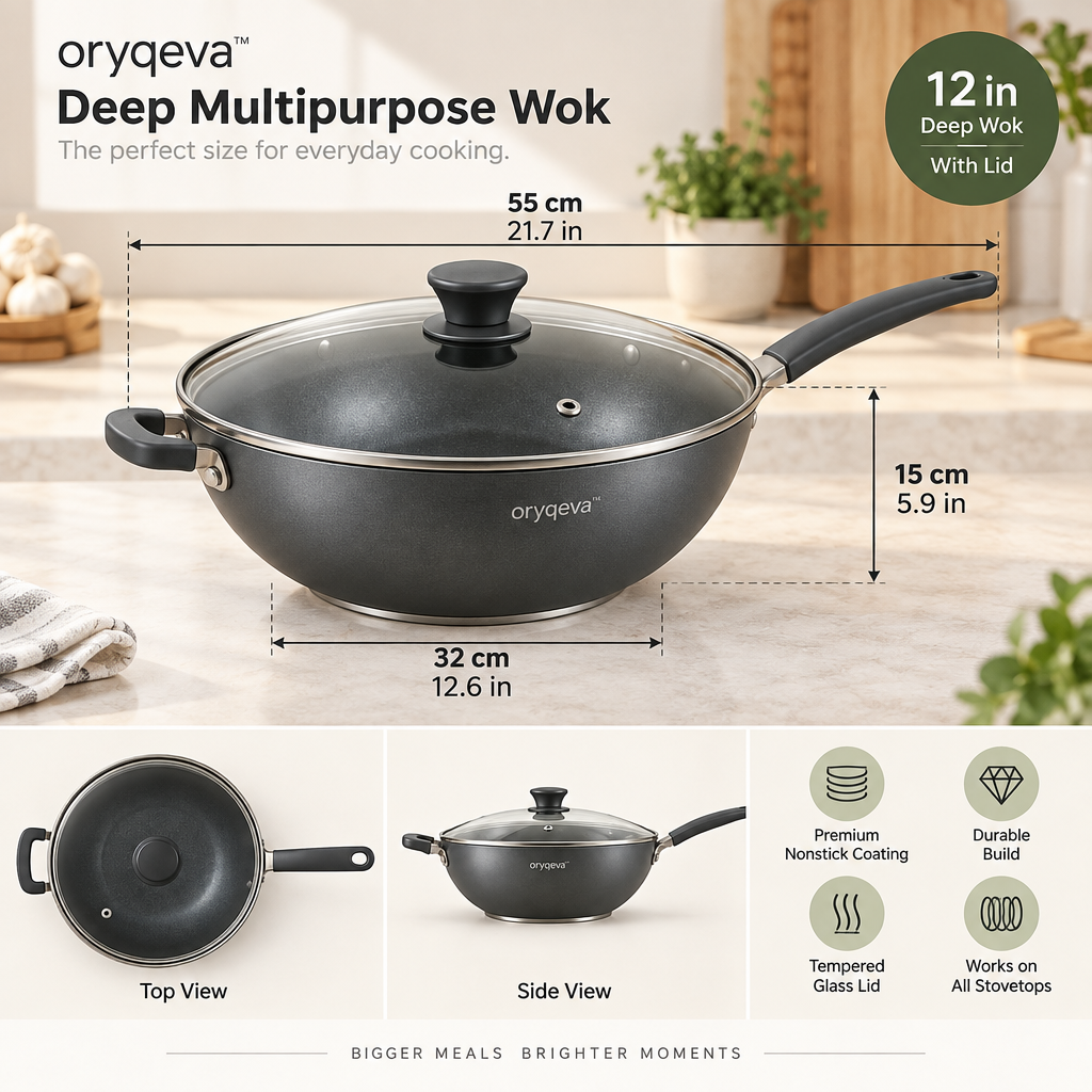 oryqeva™ DeepWok Deep Multipurpose Wok with Lid image 6