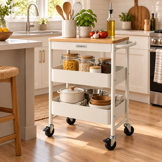 oryqeva™ RollingPantry Multi-Tier Mobile Kitchen Cart product view