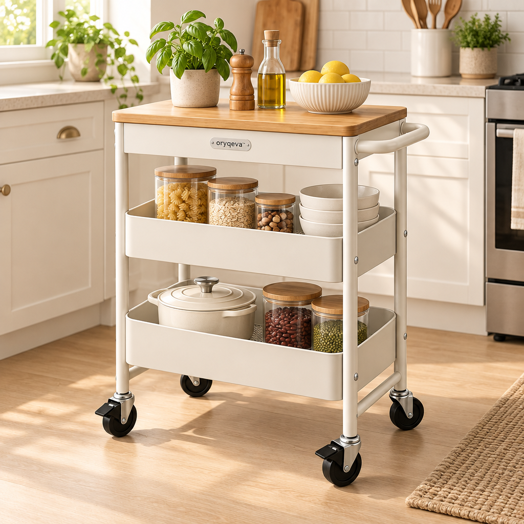 oryqeva™ RollingPantry Multi-Tier Mobile Kitchen Cart image 2