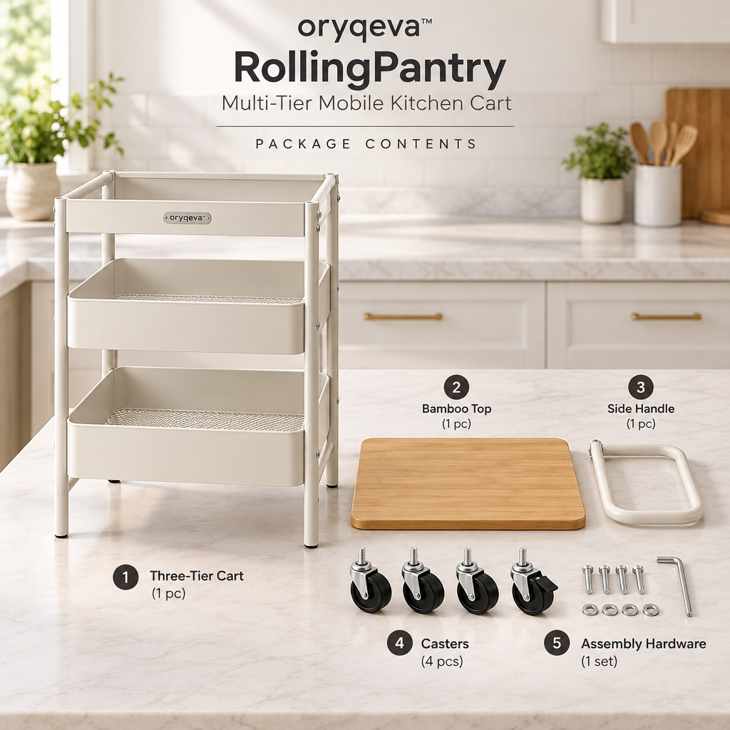 oryqeva™ RollingPantry Multi-Tier Mobile Kitchen Cart image 5