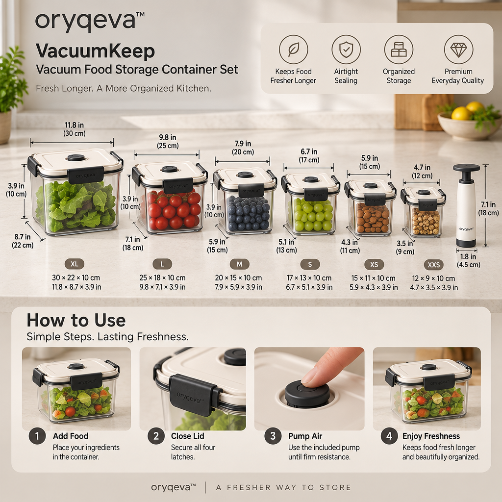 oryqeva™ VacuumKeep Vacuum Food Storage Container Set image 6